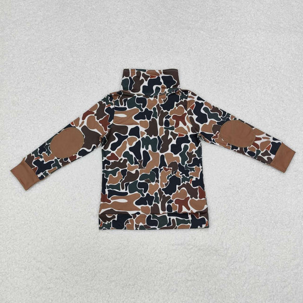 BT0810 RTS toddler boy clothes hunting clothes brown camo boy winter top t-shirt pullover