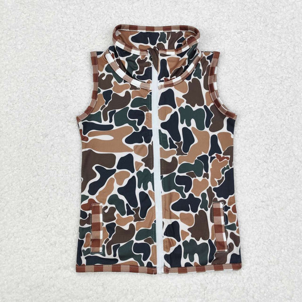 BT0856 RTS toddler boy clothes camouflage sleeveless boy winter top jacket