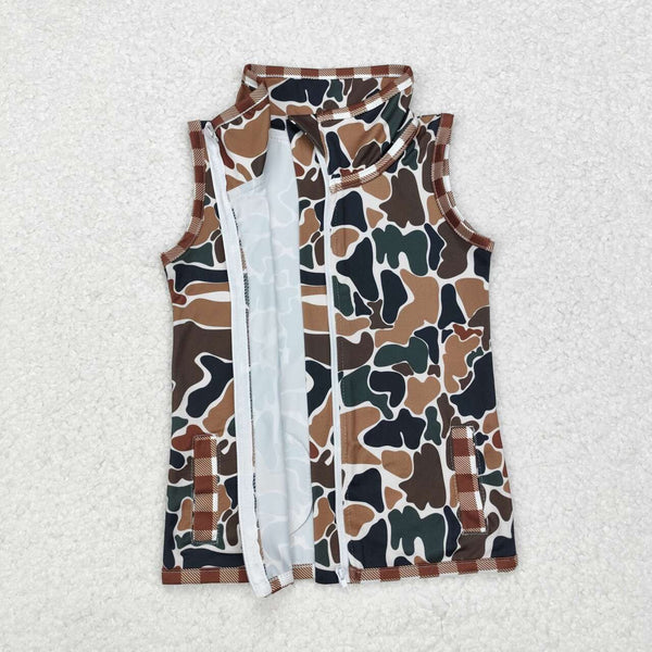 BT0856 RTS toddler boy clothes camouflage sleeveless boy winter top jacket