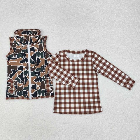 BT0857 RTS toddler boy clothes sleeveless camouflage boy winter set