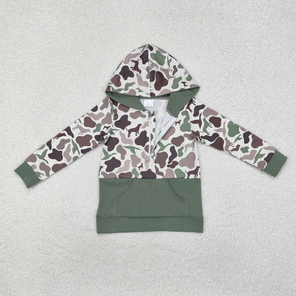 RTS toddler boy clothes camo boy winter top camo winter shirt zip pollover hoodies top