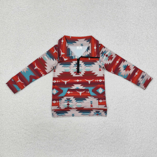 BT1065 RTS  toddler boy clothes aztec boy winter top pullover embroidery