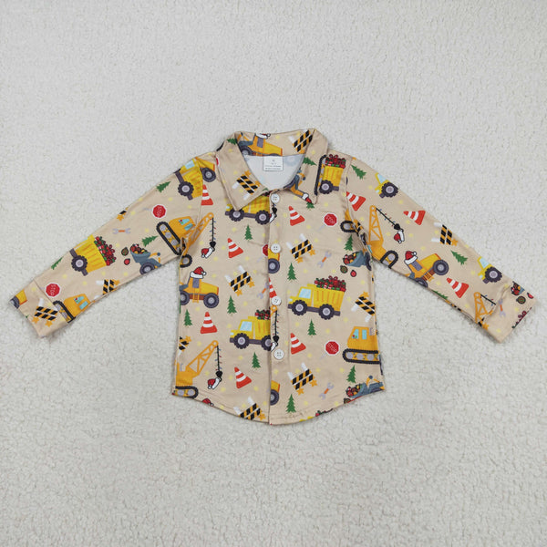 BT1254 RTS boy clothes car boy christmas winter top farm clothes