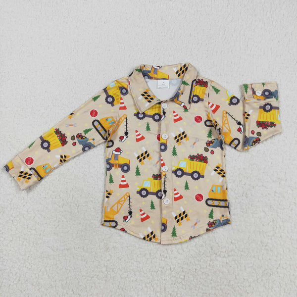 BT1254 RTS boy clothes car boy christmas winter top farm clothes
