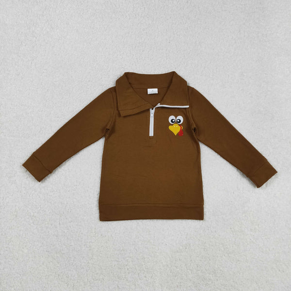 BT1265 RTS  toddler boy clothes turkey boy thanksgiving winter top embroidery pullover
