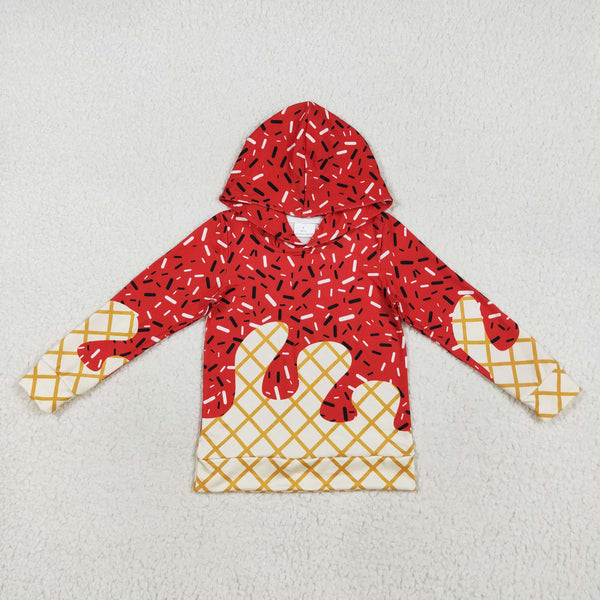 BT1272 RTS boy clothes  red Ice cream boy winter hoodie top shirt