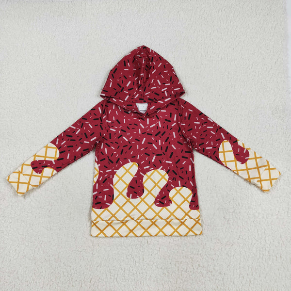 BT1273 RTS boy clothes wine red Ice cream boy winter hoodie top shirt