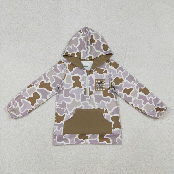 BT1302 RTS boy clothes hound camo boys winter top embroidery hoodie