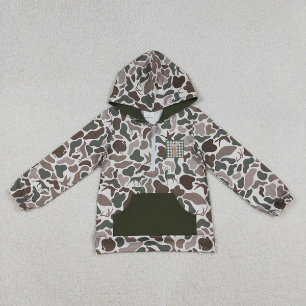 BT1304 RTS toddler boy clothes camo boys winter embroidery top hoodie hunting season