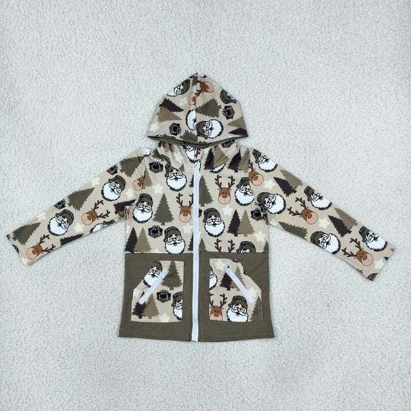 RTS BT1328 toddler boy clothes christmas animal print long sleeve hooded top