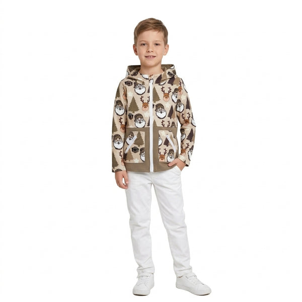 RTS BT1328 toddler boy clothes christmas animal print long sleeve hooded top