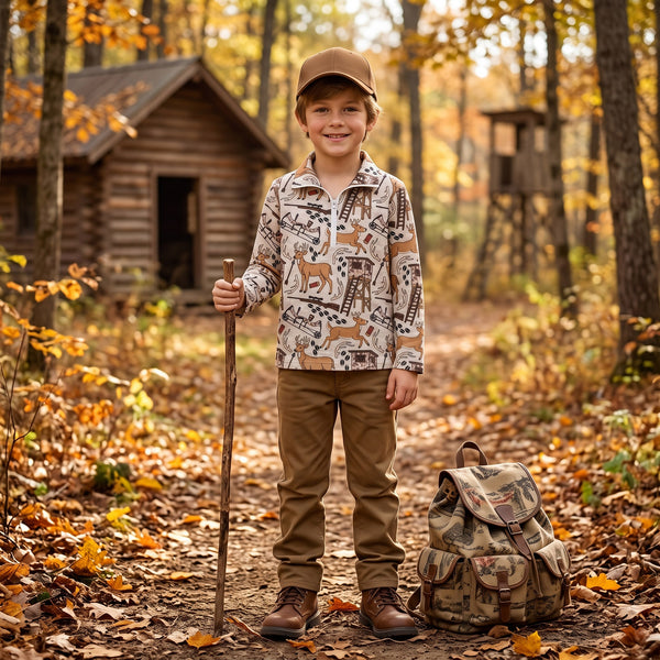 RTS  BT1397 toddler boy clothes hunting boy winter shirt