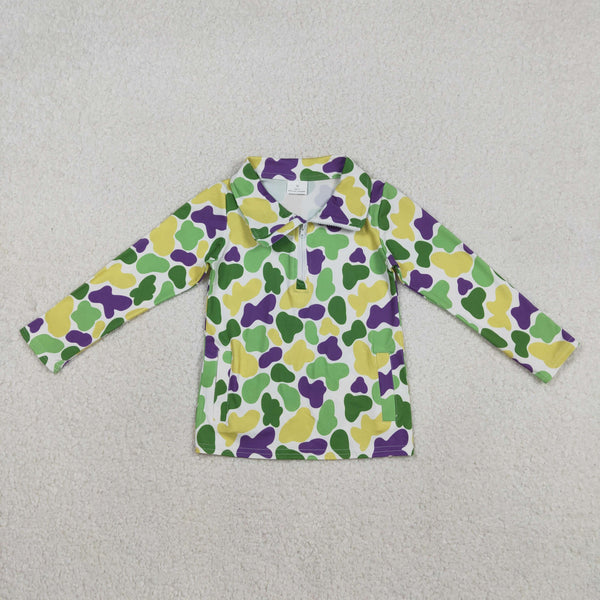 BT1400 RTS toddler boy clothes camo boy mardi gras shirt