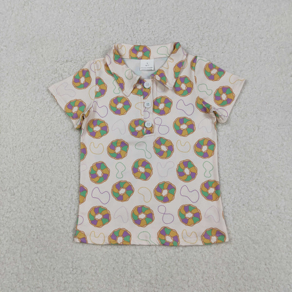 BT1454 RTS toddler boy clothes Donut boy mardi gras summer top tshirt