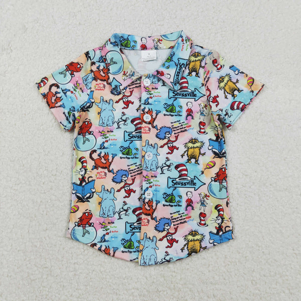 BT1461 RTS  toddler boy clothes cartoon boy Dr. Su summer top shirt
