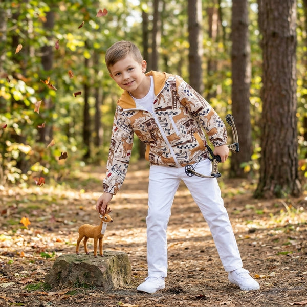 RTS BT1567 toddler boy clothes deer hunting  zip hooded jacket winter clothes