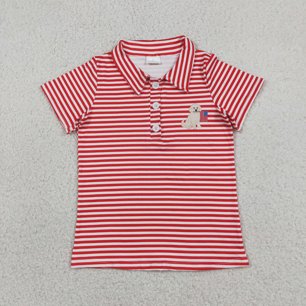 BT1619 RTS toddler boy clothes dog boy 4th of July summer  top tshirt