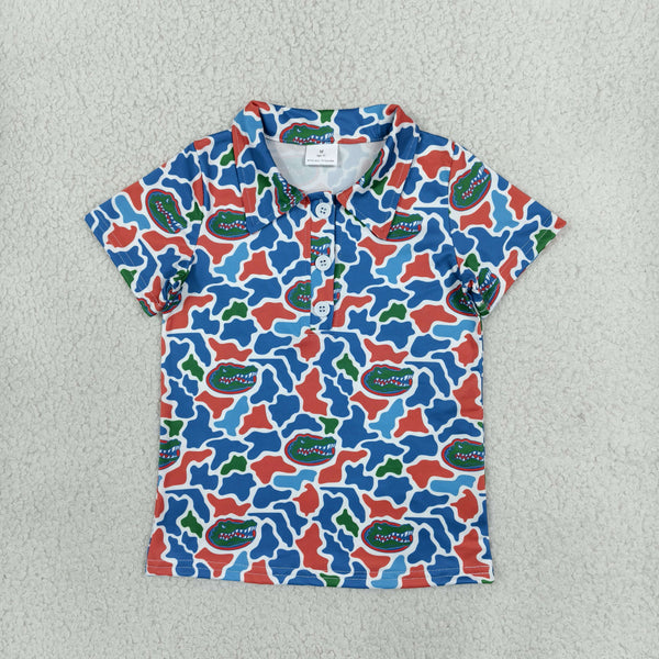 RTS BT1695 toddler boy clothes alligator print short sleeve shirt
