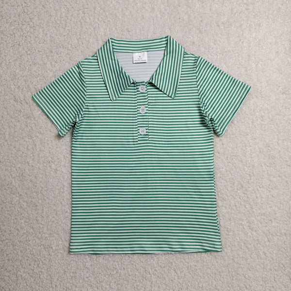 BT1832 RTS toddler boy clothes green stripe  boy summer top Tshirt