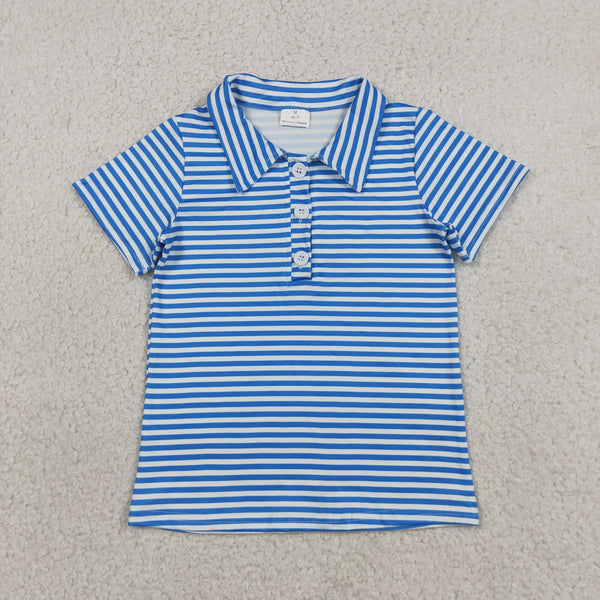 BT1834 RTS toddler boy clothes blue stripe boy summer  top tshirt clothes