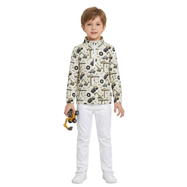 RTS BT1835 toddler boy clothes long sleeve pants outfit construction print  winter clothes