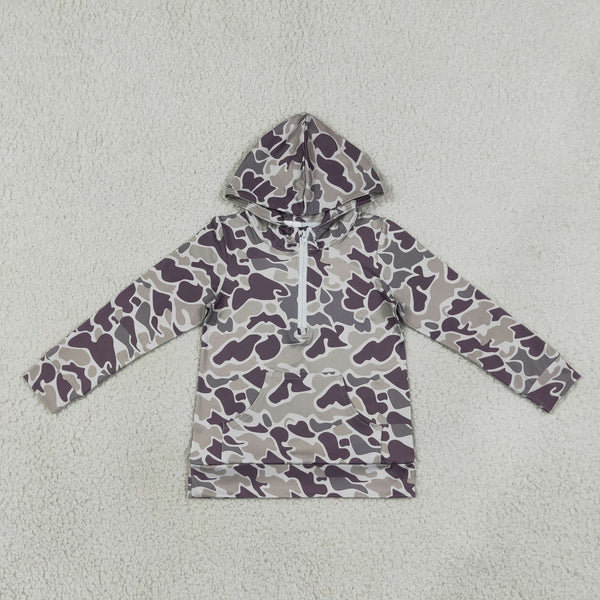 RTS Daddy and Me Matching Winter Clothing Camo Winter Half Zipper Hoodies Top 1