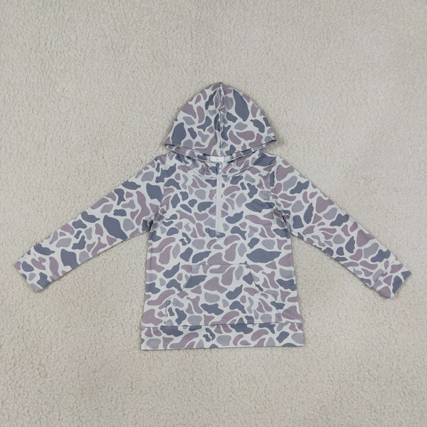 RTS Daddy and Me Matching Winter Clothing Camo Winter Half Zipper Hoodies Top 2