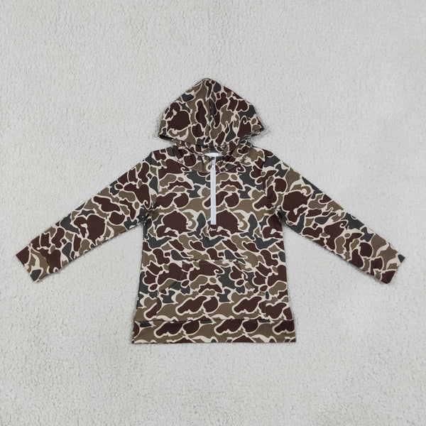 RTS Daddy and Me Matching Winter Clothing Camo Winter Half Zipper Hoodies Top 3