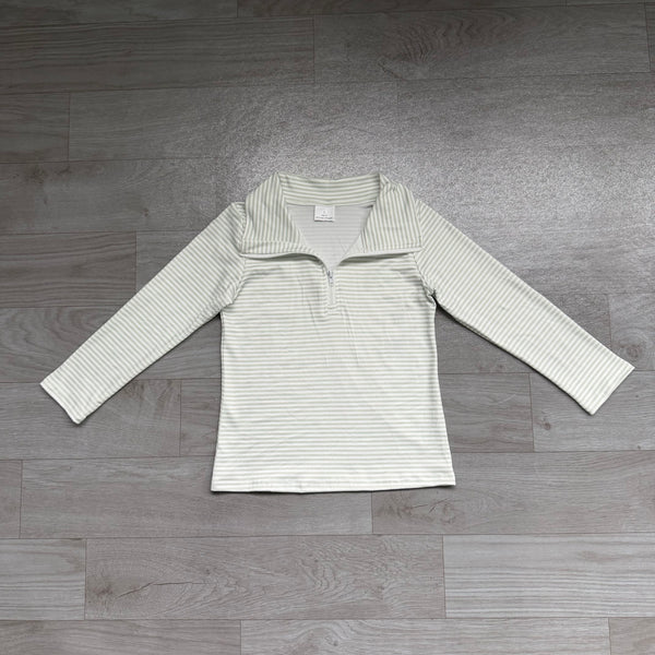 no MOQ BT1876 pre-order  toddler boy clothes boy winter shirt green strip zip top-real pic 2026.8.28