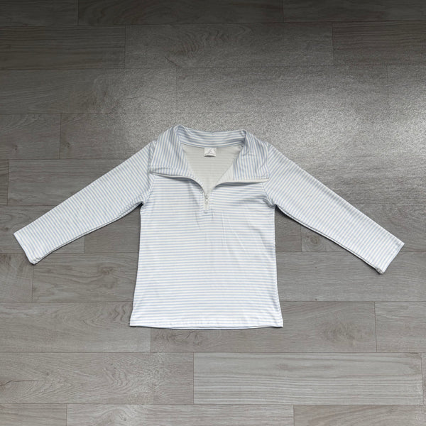 no MOQ BT1878 pre-order  toddler boy clothes boy winter shirt blue strip zip top-real pic 2026.8.28