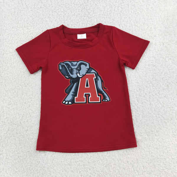 RTS BT1883 baby boy clothes elephant vinyl print short sleeve top