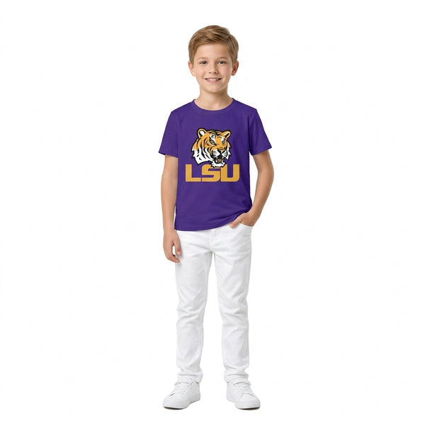RTS BT1884 toddler boy clothes LSU tiger vinyl print short sleeve tee summer tshirt