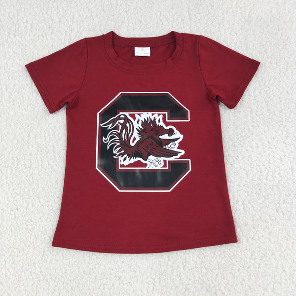 RTS BT1887 baby boy clothes letter mascot vinyl print short sleeve top