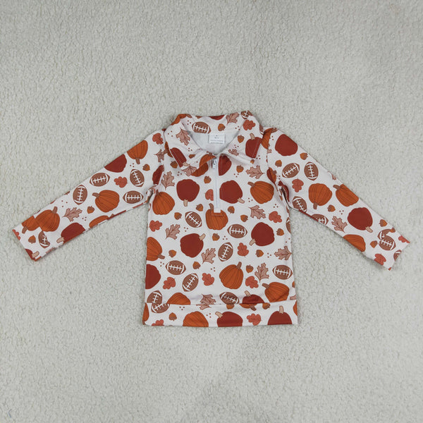 RTS BT1894 baby boy clothes halloween pumpkin print long sleeve top