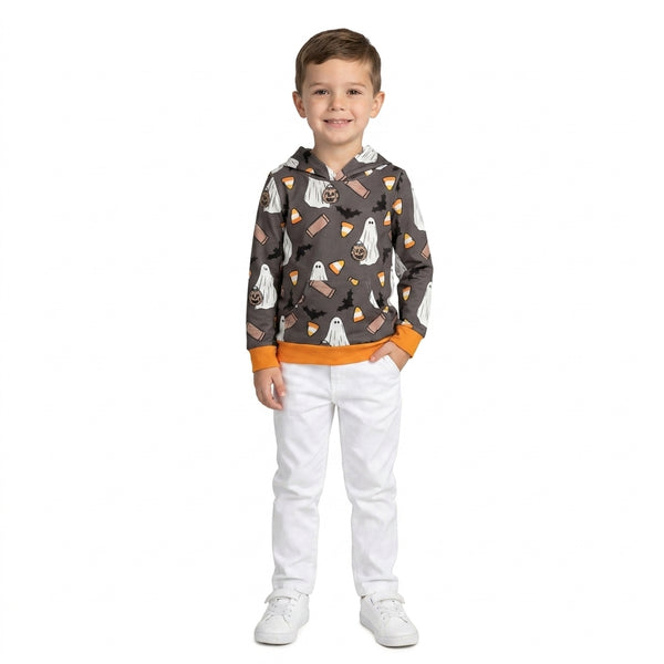RTS BT1898 baby boy clothes halloween ghost pumpkin bat print long sleeve hoodie top