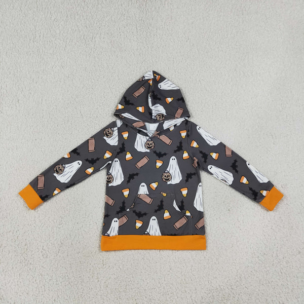 RTS Matching clothing halloween ghost print kid long sleeve hooded pant fall clothing-2026.9.14