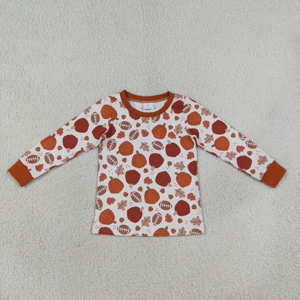 RTS BT1928 baby boy clothes halloween pumpkin leaf print long sleeve top