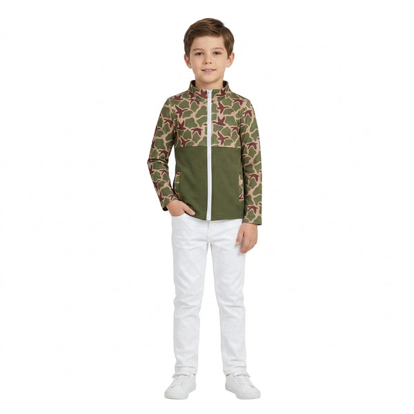 RTS BT1933 toddler boy clothes deer print zip long sleeve jacket