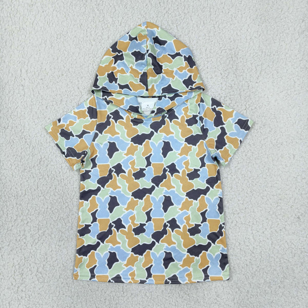 RTS BT1963 toddler kids Clothes Bunny camouflage short sleeve hoodie top Easter Clothes