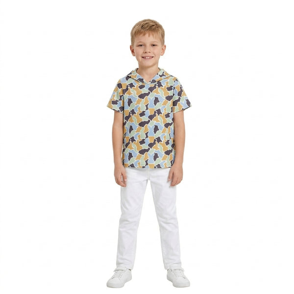 RTS BT1963 toddler kids Clothes Bunny camouflage short sleeve hoodie top Easter Clothes
