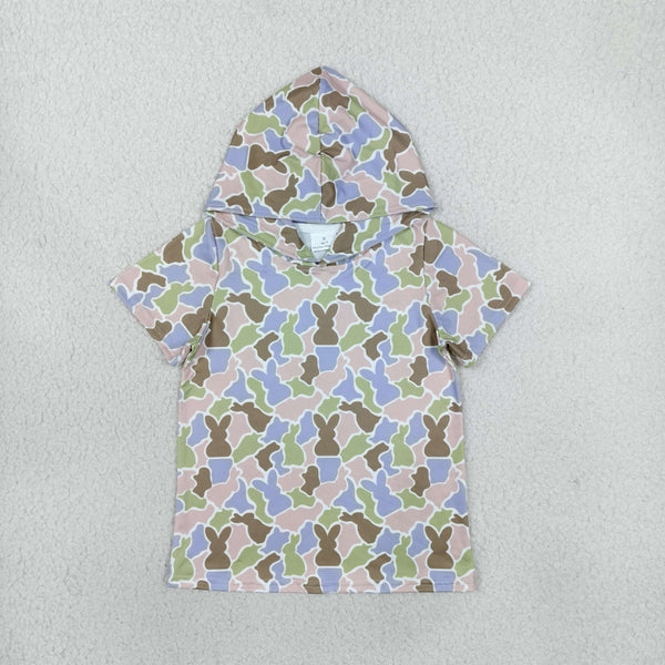 RTS Matching clothing kids bunny camouflage print short sleeve hooded clothes Easter Clothes-2026.10.27
