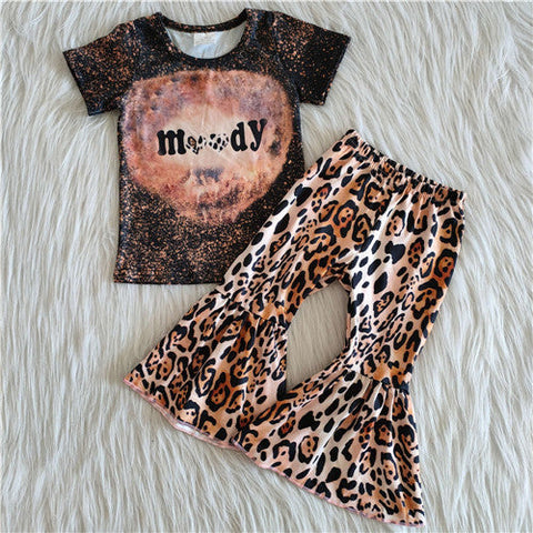 C1-15 girl moody leopard short sleeve fall spring set-promotion 2024.6.15 $2.99