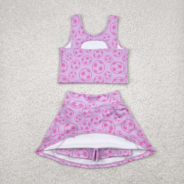 GSD1468 RTS girl clothes football toddler girl  summer outfit yoga clothes