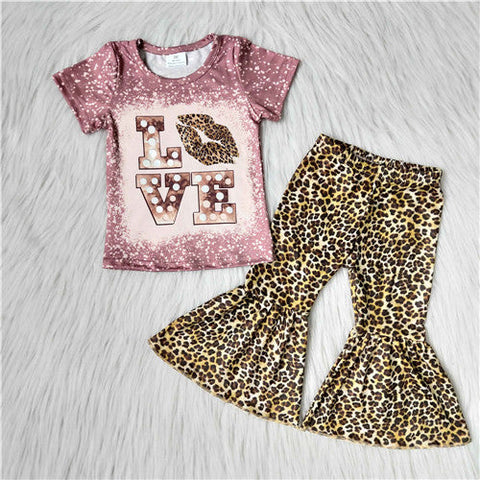 Aa-4 girl love leopard short sleeve fall spring set-promotion 2024.1.13 $5.5