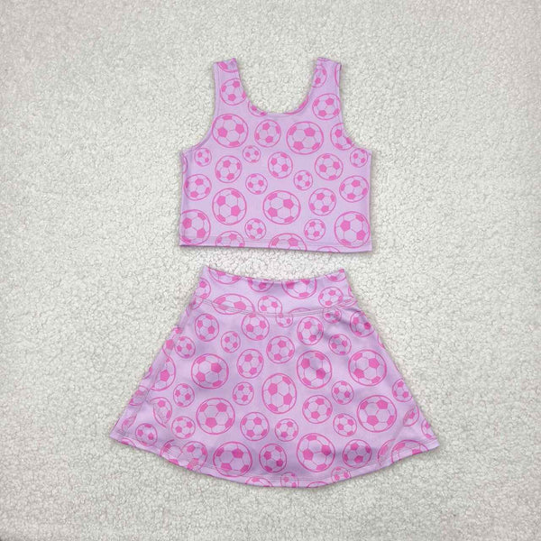 GSD1468 RTS girl clothes football toddler girl  summer outfit yoga clothes
