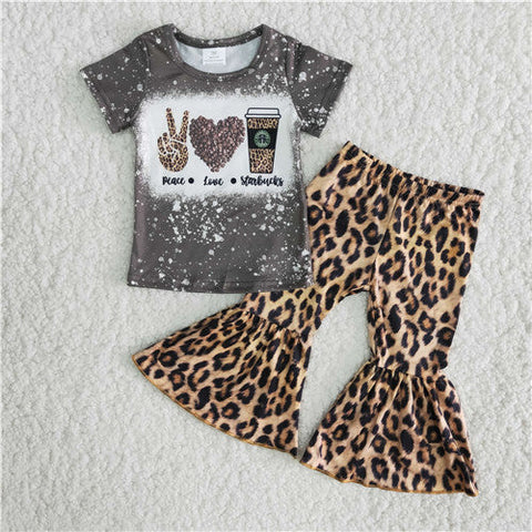 Aa-9 girl green leopard short sleeve fall spring set-promotion 6.1 $2.99