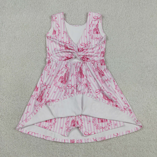 GSD3815 RTS toddler clothes castle princess girl yoga summer dress sports dress