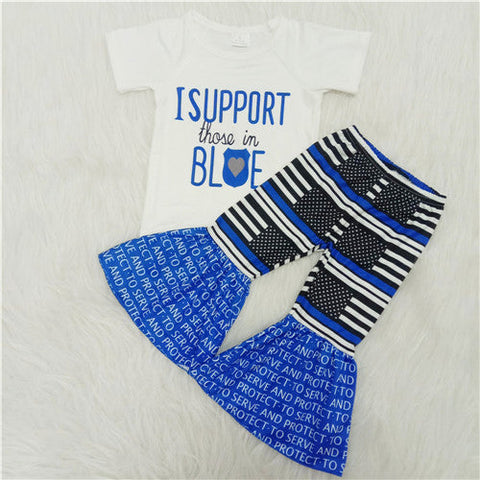 B14-23 girl blue support short sleeve spring fall set-promotion 2024.6.8 $2.99