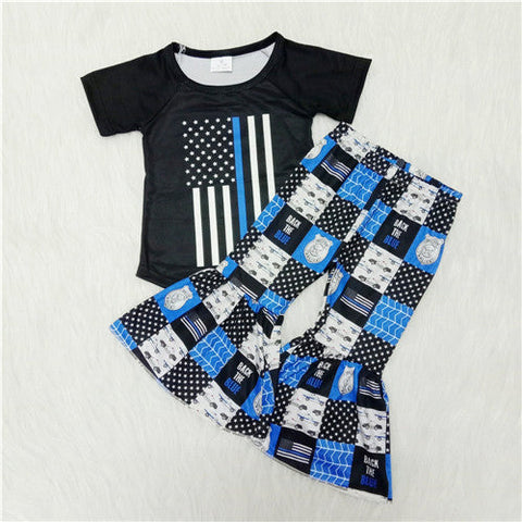 A13-4 baby girl clothes black police fall spring bell bottom outfits-promotion 2024.5.13 $2.99