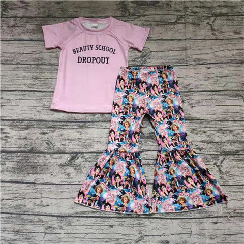 C7-6 girl pink beauty school short sleeve fall spring set-promotion 2024.6.15 $2.99